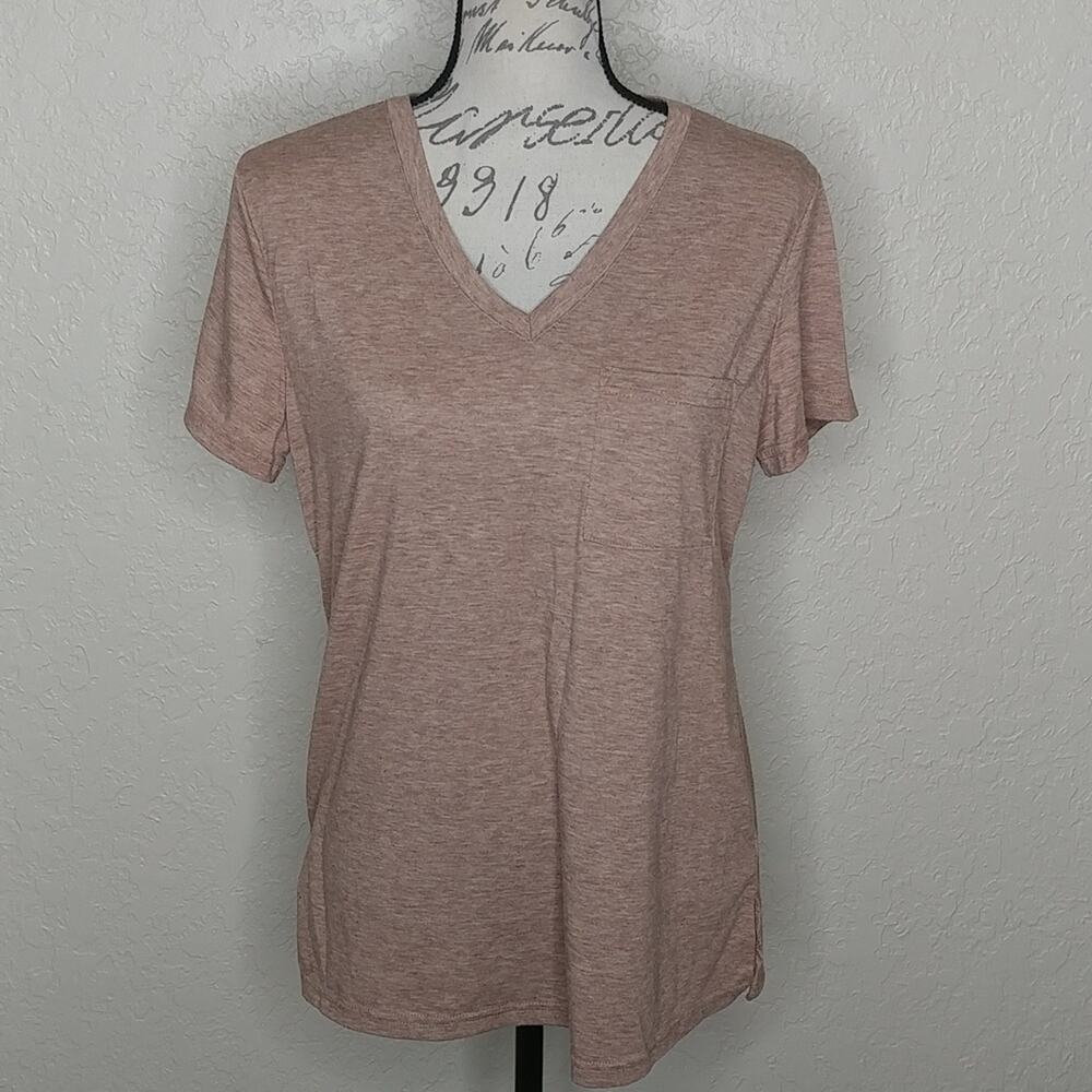 Brown V Neck Short Sleeve Shirt‎ Size M